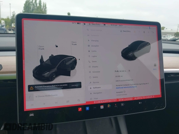 2023 Tesla Model 3 with VIN 5YJ3E1EA5PF647737, listed as a IAAI auction lot 42430145 with 20,525 mi miles and . Bid and sale history available at DreamBid. Image 18.