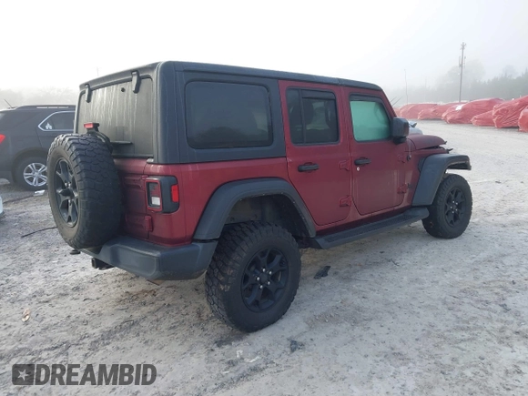2021 Jeep Wrangler Unlimited Willys with VIN 1C4HJXDN6MW815448, listed as a IAAI auction lot 41459304 with 52,474 mi miles and . Bid and sale history available at DreamBid. Image 4.