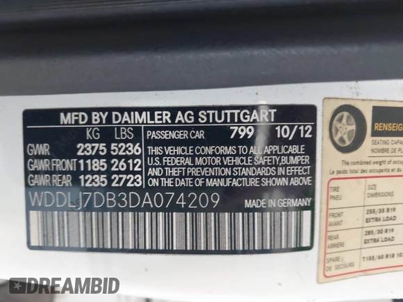 2013 Mercedes-Benz CLS 550 z VIN WDDLJ7DB3DA074209, wystawiony jako IAAI lot #42578269 z przebiegiem 100 055 mil mil oraz . Historia ofert i sprzedaży dostępna na DreamBid. Obrazek 9.