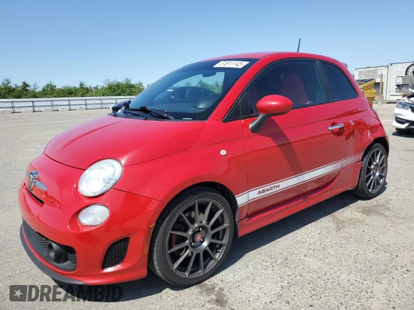 2015 FIAT 500 Abarth with VIN 3C3CFFFHXFT544825, listed as a Copart auction lot 51811145 with 91,020 mi miles and Salvage Title. Bid and sale history available at carsss.com. Image 1.