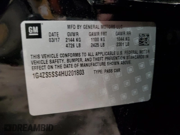 2017 Buick LaCrosse Premium with VIN 1G4ZS5SS4HU201803, listed as a Copart auction lot 43511835 with 88,097 mi miles and Salvage Title. Bid and sale history available at carsss.com. Image 12.