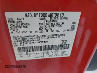2013 Ford F-150 XL with VIN 1FTMF1EM2DKF17439, listed as a Copart auction lot 43003035 with 190,410 mi miles and Clean title. Bid and sale history available at DreamBid. Image 12.