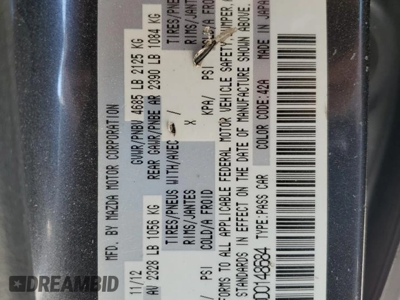 2013 Mazda 5 Touring with VIN JM1CW2CL0D0148684, listed as a Copart auction lot 76507564 with 115,431 mi miles and Salvage Title. Bid and sale history available at carsss.com. Image 12.