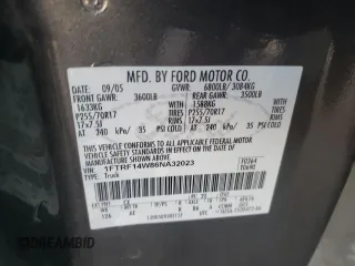 2006 Ford F-150 XL with VIN 1FTRF14W86NA32023, listed as a Copart auction lot 89320095 with 176,811 mi miles and Salvage title. Bid and sale history available at DreamBid. Image 13.