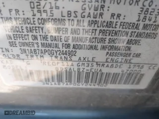 2016 Nissan Sentra SL with VIN 3N1AB7AP0GY244902, listed as a IAAI auction lot 41639070 with 136,604 mi miles. Bid and sale history available at carsss.com. Image 9.