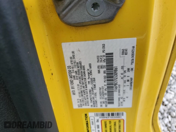 2016 Ford Mustang GT z VIN 1FA6P8CF7G5309861, wystawiony jako Copart lot #61131805 z przebiegiem 28 236 mil mil oraz Nie do naprawy • Non repairable. Historia ofert i sprzedaży dostępna na DreamBid. Obrazek 12.