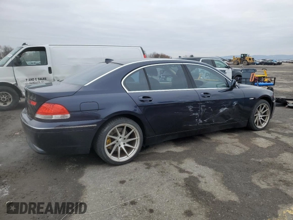 2003 BMW 7 Series 745Li with VIN WBAGN63433DR15033, listed as a Copart auction lot 41573015 with 76,723 mi miles and Salvage Title. Bid and sale history available at carsss.com. Image 3.