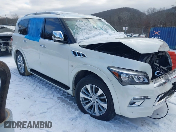 2017 Infiniti QX80 with VIN JN8AZ2NEXH9157279, listed as a IAAI auction lot 41286158 with Not Provided miles and . Bid and sale history available at carsss.com. Image 1.