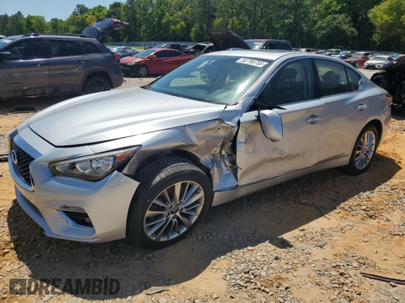 2020 Infiniti Q50 Luxe with VIN JN1EV7AP2LM206478, listed as a Copart auction lot 52790755 with 93,569 mi miles and Salvage title. Bid and sale history available at DreamBid. Image 1.