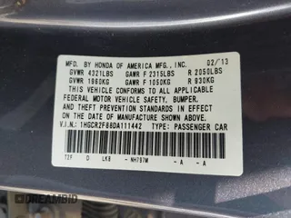 2013 Honda Accord EX-L with VIN 1HGCR2F88DA111442, listed as a IAAI auction lot 42138923 with 112,097 mi miles and . Bid and sale history available at DreamBid. Image 9.