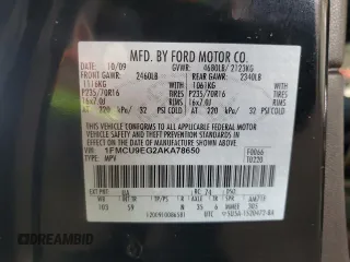 2010 Ford Escape Limited with VIN 1FMCU9EG2AKA78650, listed as a Copart auction lot 54402195 with 103,547 mi miles and Salvage title. Bid and sale history available at DreamBid. Image 12.