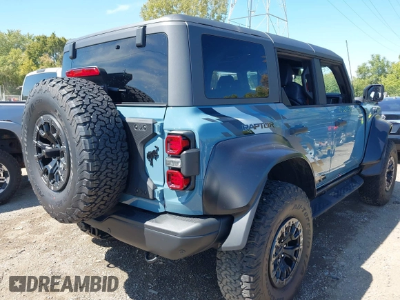 2023 Ford Bronco Raptor with VIN 1FMEE5JR9PLC09582, listed as a IAAI auction lot 40262385 with 873 mi miles. Bid and sale history available at carsss.com. Image 4.