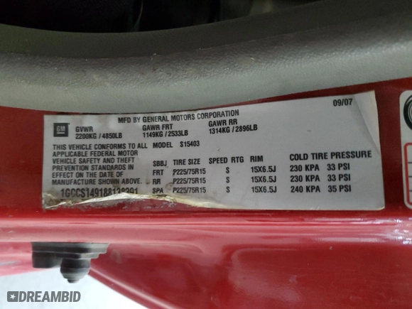 2008 Chevrolet Colorado Work Truck with VIN 1GCCS149188138391, listed as a Copart auction lot 77413294 with 167,155 mi miles and Salvage Title. Bid and sale history available at carsss.com. Image 13.