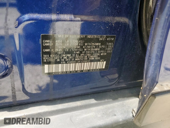 2015 Subaru Outback Limited z VIN 4S4BSELC8F3208832, wystawiony jako Copart lot #60246795 z przebiegiem 69 920 mil mil oraz Szkoda całkowita • Salvage title. Historia ofert i sprzedaży dostępna na DreamBid. Obrazek 12.