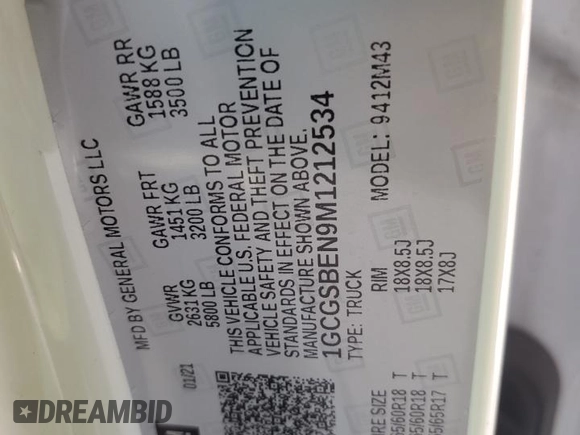 2021 Chevrolet Colorado 2WD Work Truck с VIN 1GCGSBEN9M1212534, выставлен на аукционе Copart как лот 63942815 с пробегом 62 348 миль миль и Списание • Salvage title. История ставок и продаж доступна на DreamBid. Изображение 13.