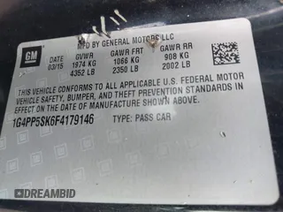 2015 Buick Verano with VIN 1G4PP5SK6F4179146, listed as a IAAI auction lot 40198145 with 148,185 mi miles and . Bid and sale history available at DreamBid. Image 9.