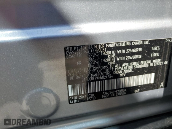 2021 Toyota RAV4 Hybrid XSE with VIN 2T3E6RFV4MW024394, listed as a Copart auction lot 50681165 with 41,349 mi miles and Salvage Title. Bid and sale history available at carsss.com. Image 16.