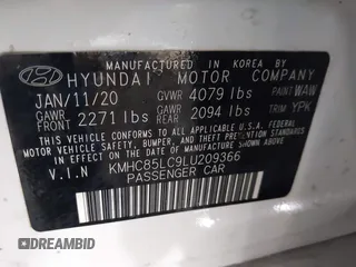 2020 Hyundai Ioniq SEL z VIN KMHC85LC9LU209366, wystawiony jako IAAI lot #41248182 z przebiegiem 120 121 mil mil oraz . Historia ofert i sprzedaży dostępna na DreamBid. Obrazek 9.