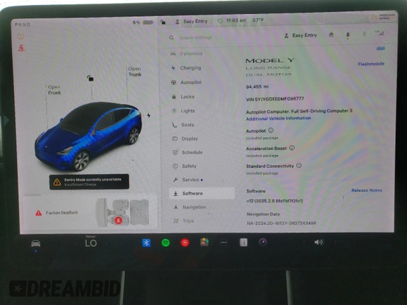 2021 Tesla Model Y Long Range with VIN 5YJYGDEE0MF096777, listed as a Copart auction lot 49005925 with 94,455 mi miles and Salvage Title. Bid and sale history available at DreamBid. Image 9.