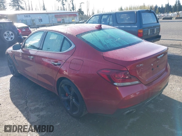 2019 Genesis G70 3.3T Advanced with VIN KMTG34LE6KU022487, listed as a IAAI auction lot 41996573 with 56,236 mi miles. Bid and sale history available at carsss.com. Image 3.