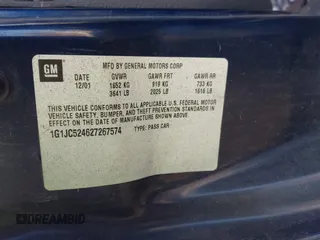 2002 Chevrolet Cavalier with VIN 1G1JC524627267574, listed as a IAAI auction lot 41646585 with 75,000 mi miles and . Bid and sale history available at DreamBid. Image 9.