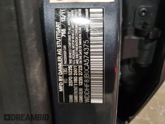 2012 Mercedes-Benz E 350 Luxury with VIN WDDHF8JB0CA574375, listed as a Copart auction lot 46745435 with 140,086 mi miles and Non Repairable. Bid and sale history available at DreamBid. Image 14.