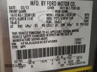 2012 Ford Expedition Limited с VIN 1FMJU2A53CEF41089, выставлен на аукционе Copart как лот 50412615 с пробегом 176 572 миль миль и Чистый • Clean title. История ставок и продаж доступна на DreamBid. Изображение 13.