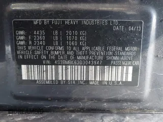 2013 Subaru Legacy Limited with VIN 4S3BMBK62D3043947, listed as a IAAI auction lot 41653855 with 214,715 mi miles and . Bid and sale history available at DreamBid. Image 9.