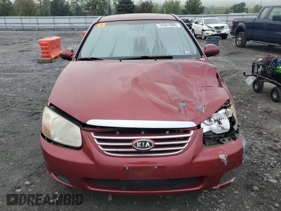 2007 Kia Spectra EX with VIN KNAFE121X75381938, listed as a Copart auction lot 74341004 with 118,890 mi miles and Salvage Title. Bid and sale history available at carsss.com. Image 5.