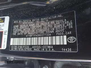 2017 Toyota Camry XLE z VIN 4T1BF1FK0HU277334, wystawiony jako IAAI lot #42312610 z przebiegiem 116 948 mil mil oraz . Historia ofert i sprzedaży dostępna na DreamBid. Obrazek 9.