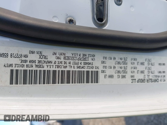 2012 Ram 1500 Tradesman with VIN 1C6RD7KP1CS319230, listed as a IAAI auction lot 41568158 with 133,525 mi miles and . Bid and sale history available at DreamBid. Image 9.