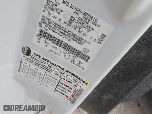 2011 Ford F-150 XL с VIN 1FTEW1CM4BFD10399, выставлен на аукционе IAAI как лот 41881326 с пробегом 248 661 миль миль и . История ставок и продаж доступна на DreamBid. Изображение 9.