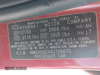 2004 Hyundai Elantra GT z VIN KMHDN56D44U109470, wystawiony jako IAAI lot #42287067 z przebiegiem 228 012 mil mil oraz . Historia ofert i sprzedaży dostępna na DreamBid. Obrazek 9.