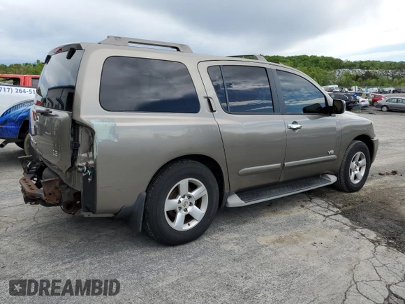 2006 Nissan Armada LE z VIN 5N1AA08B76N710950, wystawiony jako Copart lot #55981715 z przebiegiem 242 233 mil mil oraz Szkoda całkowita • Salvage title. Historia ofert i sprzedaży dostępna na DreamBid. Obrazek 3.