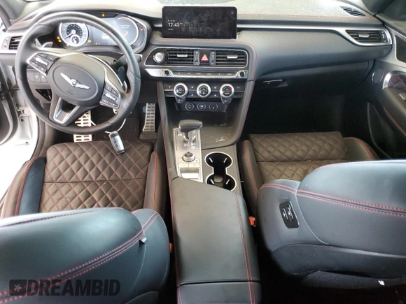 2022 Genesis G70 3.3T with VIN KMTG54TE6NU097060, listed as a Copart auction lot 61987105 with 21,878 mi miles and Salvage title. Bid and sale history available at DreamBid. Image 8.