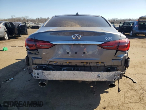 2022 Infiniti Q50 LUXE with VIN JN1EV7BR7NM341197, listed as a Copart auction lot 48691555 with 35,895 mi miles and Salvage Title. Bid and sale history available at carsss.com. Image 6.