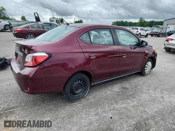 2021 Mitsubishi Mirage ES with VIN ML32FUFJXMHF00744, listed as a Copart auction lot 58791135 with 52,444 mi miles and Salvage title. Bid and sale history available at DreamBid. Image 3.