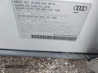 2013 Audi Q5 Premium Plus with VIN WA1LFAFP7DA006796, listed as a IAAI auction lot 42267988 with 148,098 mi miles and . Bid and sale history available at DreamBid. Image 9.