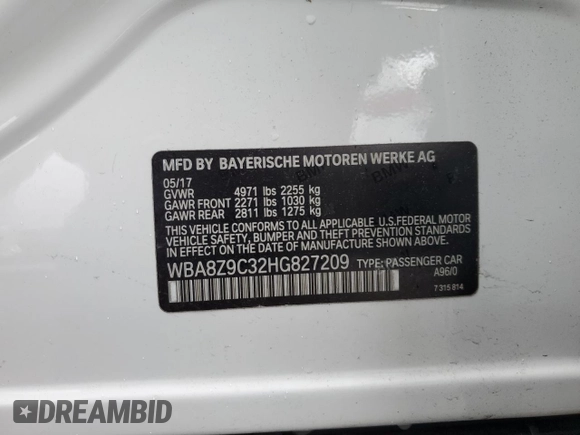 2017 BMW 3 Series 330i xDrive with VIN WBA8Z9C32HG827209, listed as a Copart auction lot 49128815 with 62,973 mi miles and Salvage Title. Bid and sale history available at carsss.com. Image 12.