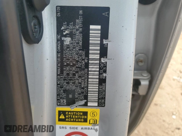 2010 Lexus RX 350 with VIN 2T2ZK1BA4AC004388, listed as a Copart auction lot 54234275 with 236,432 mi miles and Salvage Title. Bid and sale history available at DreamBid. Image 14.
