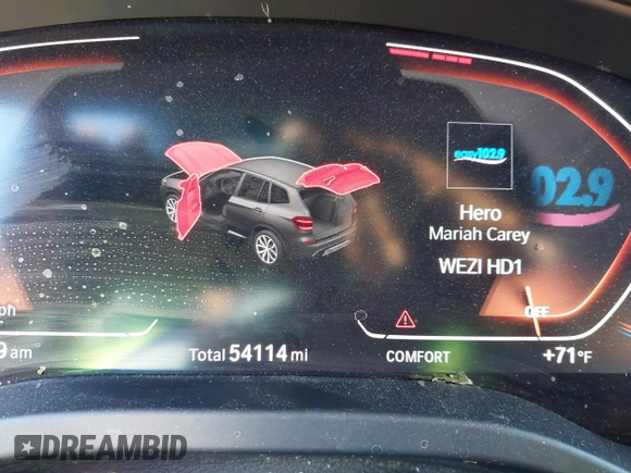 2020 BMW X3 sDrive30i with VIN 5UXTY3C01L9D37085, listed as a IAAI auction lot 42031517 with 54,114 mi miles and . Bid and sale history available at DreamBid. Image 7.