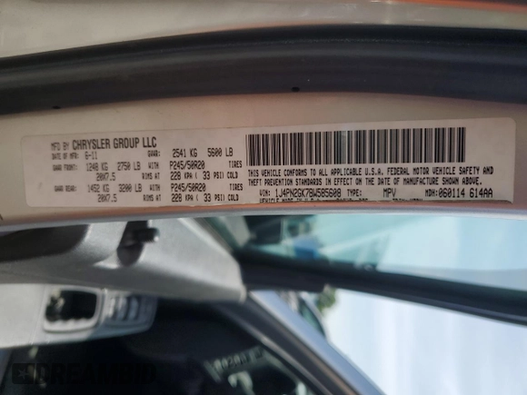 2011 Jeep Liberty Sport with VIN 1J4PN2GK7BW585608, listed as a Copart auction lot 61379875 with 144,904 mi miles and Salvage title. Bid and sale history available at DreamBid. Image 13.