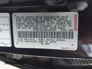 2002 Toyota Camry XLE z VIN JTDBF32K520006497, wystawiony jako IAAI lot #42021538 z przebiegiem 162 583 mil mil oraz . Historia ofert i sprzedaży dostępna na DreamBid. Obrazek 9.