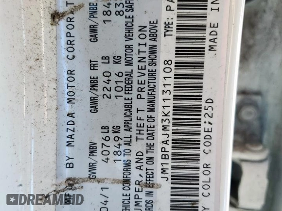 2019 Mazda 3 z VIN JM1BPAJM3K1131108, wystawiony jako Copart lot #57911165 z przebiegiem 65 641 mil mil oraz Szkoda całkowita • Salvage title. Historia ofert i sprzedaży dostępna na DreamBid. Obrazek 12.