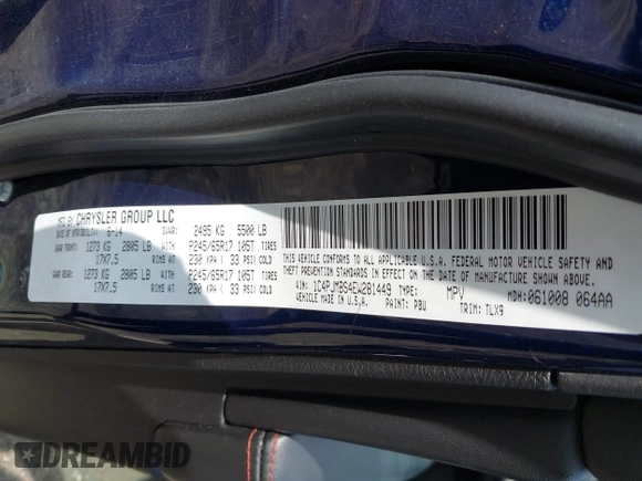 2014 Jeep Cherokee Trailhawk с VIN 1C4PJMBS4EW281449, выставлен на аукционе IAAI как лот 42477320 с пробегом 128 107 миль миль и . История ставок и продаж доступна на DreamBid. Изображение 9.