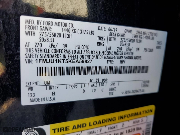 2019 Ford Expedition Limited with VIN 1FMJU1KT5KEA59827, listed as a Copart auction lot 45762885 with 72,668 mi miles and Salvage Title. Bid and sale history available at carsss.com. Image 14.