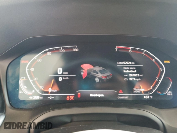 2021 BMW 3 Series 330i with VIN 3MW5R1J08M8C07583, listed as a Copart auction lot 62902105 with 52,524 mi miles and Salvage title. Bid and sale history available at DreamBid. Image 9.