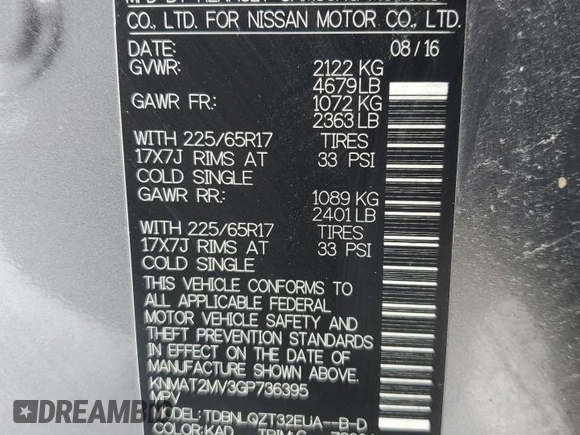 2016 Nissan Rogue SV with VIN KNMAT2MV3GP736395, listed as a Copart auction lot 87594365 with 119,101 mi miles and Clean Title. Bid and sale history available at carsss.com. Image 13.