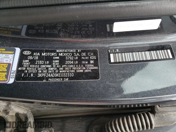 2019 Kia Forte LXS with VIN 3KPF24AD9KE032310, listed as a Copart auction lot 63468665 with 84,671 mi miles and Salvage title. Bid and sale history available at DreamBid. Image 13.