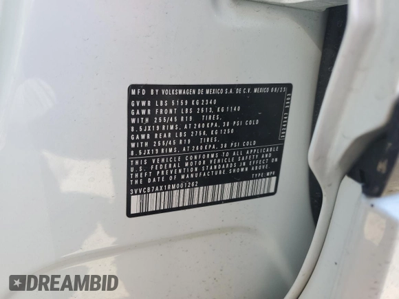 2024 Volkswagen Tiguan SE R-Line Black with VIN 3VVCB7AX1RM001262, listed as a Copart auction lot 80100514 with 13,225 mi miles and Salvage title. Bid and sale history available at DreamBid. Image 14.